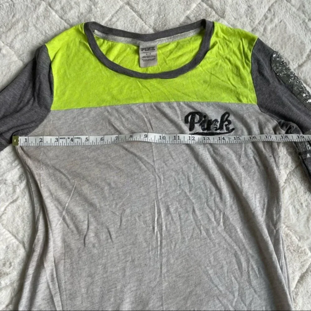 Victoria’s Secret PINK | Retro Sequin 3/4 Length Sleeve Tee | Size Extra Small